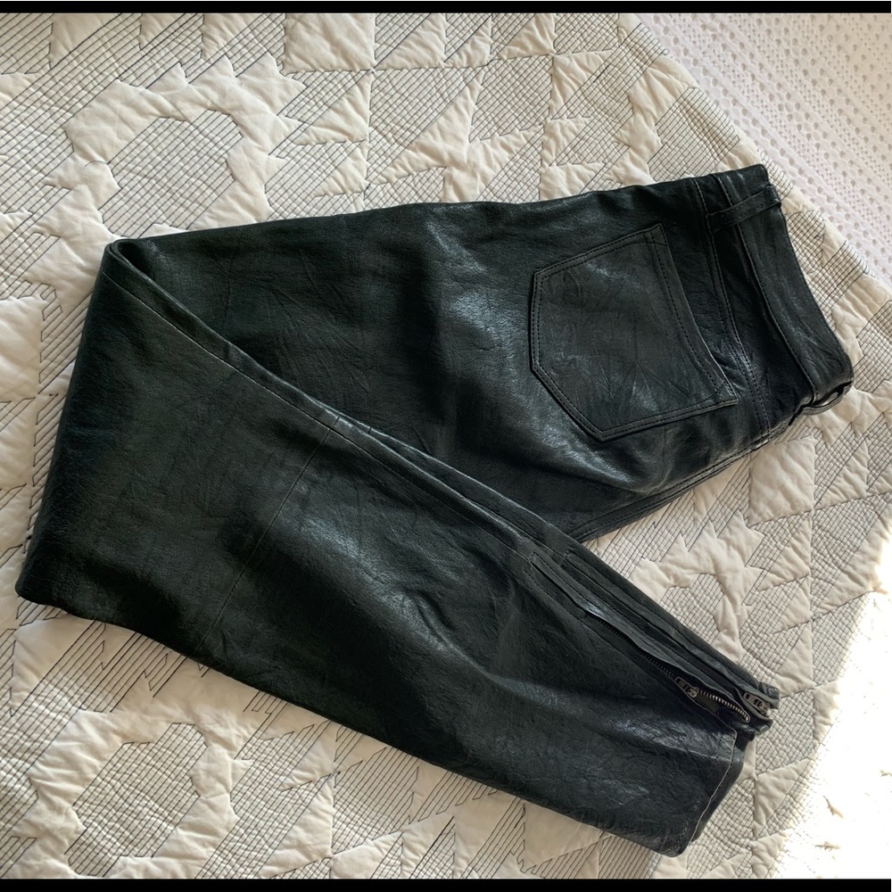 J Brand Forest Green "Super Skinny" Leather Pant